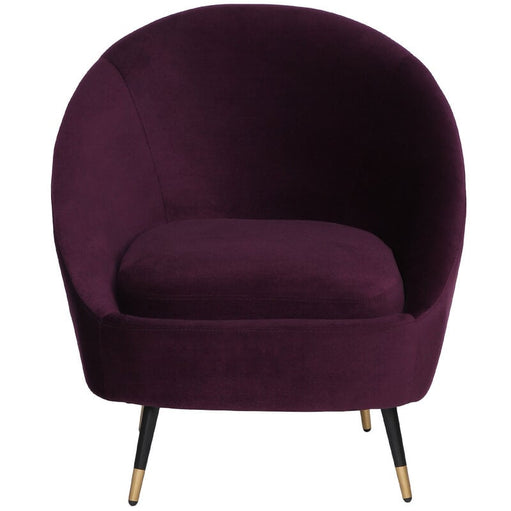 Mariana Velvet Finish Barrel Chair with Foot Stool in Wine Colour