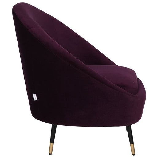 Mariana Velvet Finish Barrel Chair with Foot Stool in Wine Colour