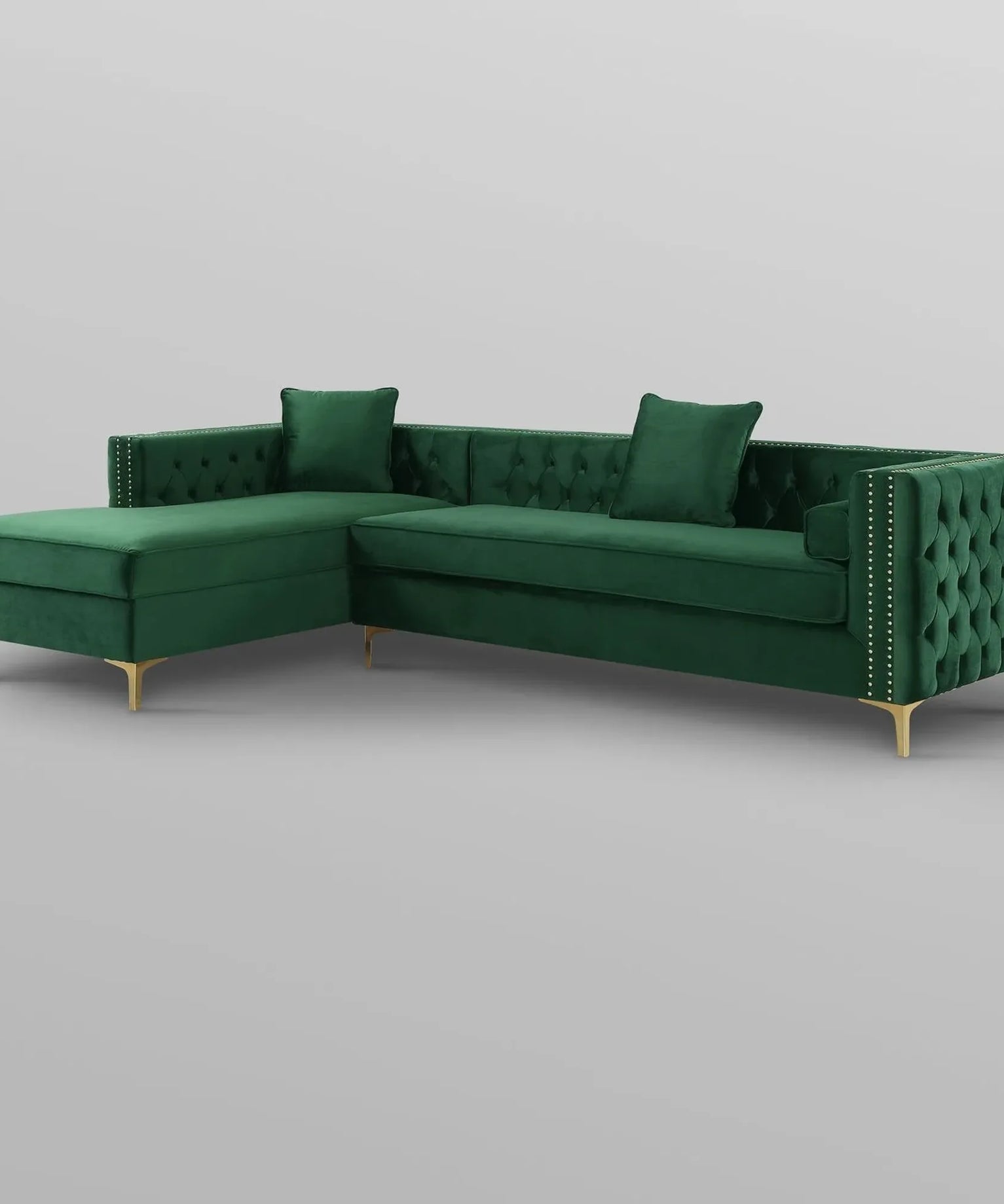Orzo Luxury Chesterfield Sectional Sofa in Suede