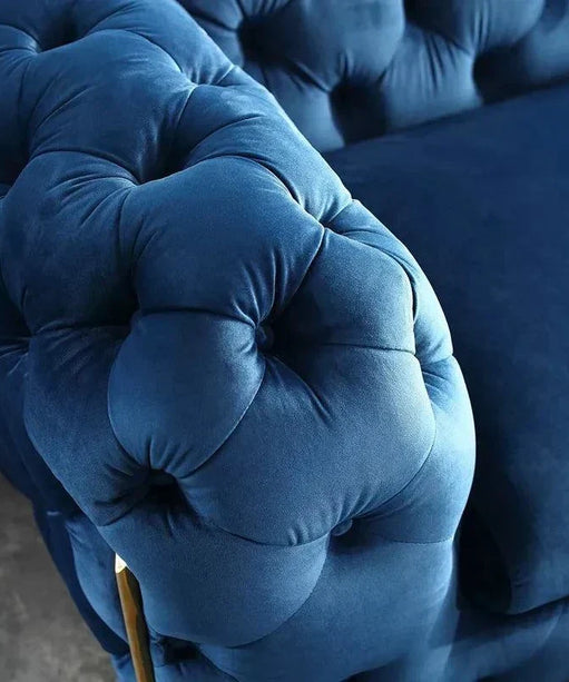 Ronaldo Chesterfield Sofa Set In Suede