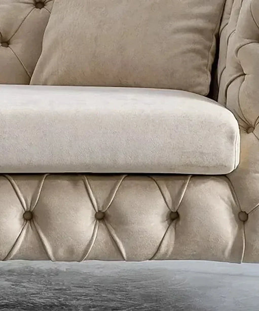 Ronaldo Chesterfield Sofa Set In Suede