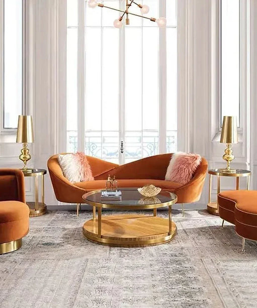 Hana Luxury Modern Velvet Upholstered Curved Sofa