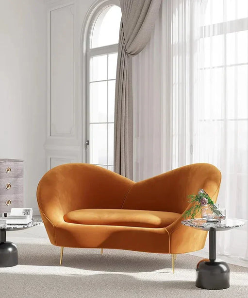 Hana Luxury Modern Velvet Upholstered Curved Sofa