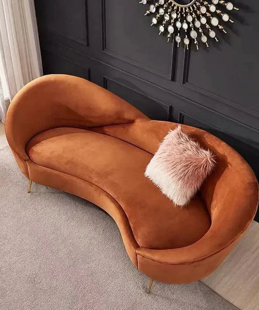Hana Luxury Modern Velvet Upholstered Curved Sofa
