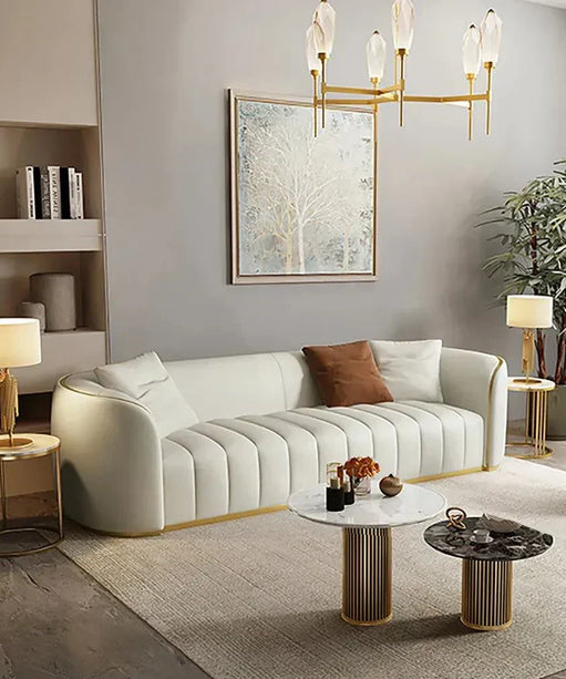 Ibiza Upholstered Sofa Set in White Suede