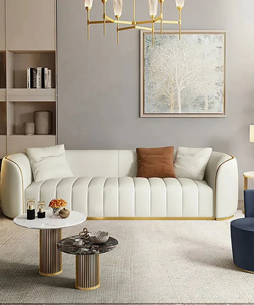 Ibiza Upholstered Sofa Set in White Suede