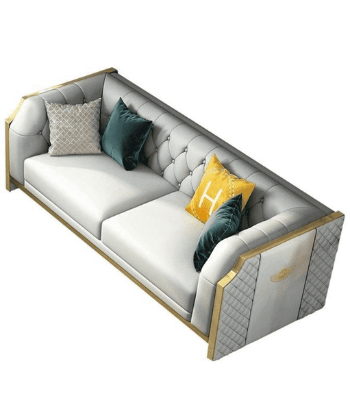 Bentley Luxury Chesterfield Sofa Set In Off White - Oak Inside