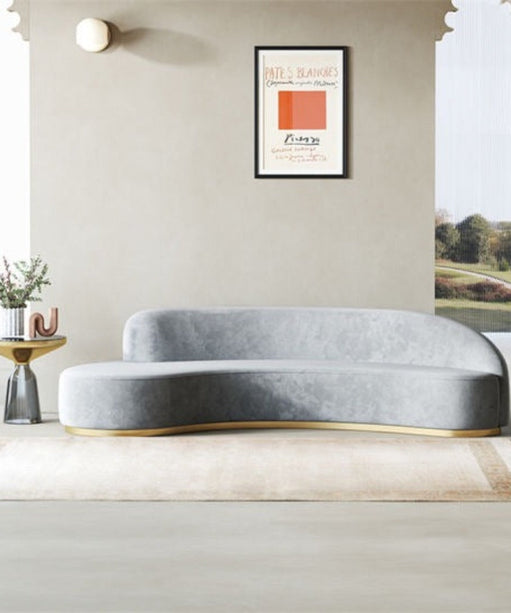 Pacific Luxury Modern Velvet Upholstered Curved Sofa