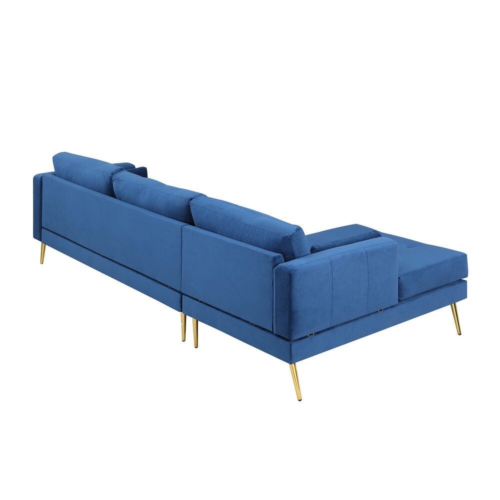 Volly High Back Couch Mid-century Suede SS Legs Chaise Sofa - Oak Inside