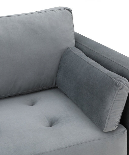 Volly High Back Couch Mid-century Suede SS Legs Chaise Sofa - Oak Inside