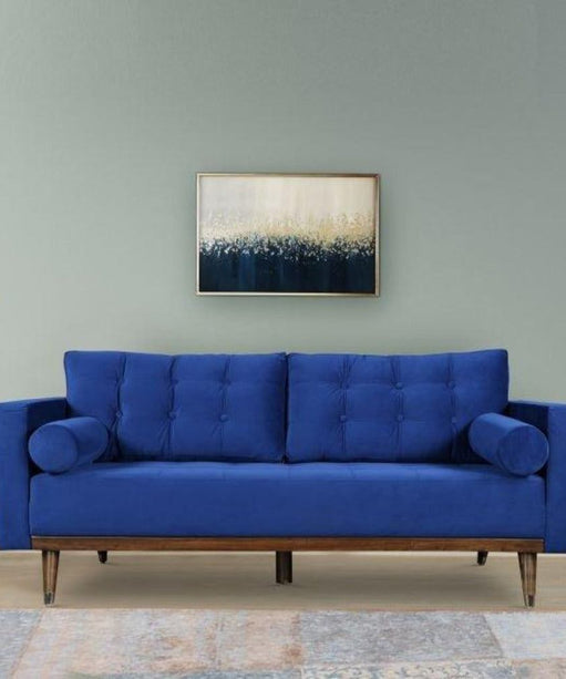 Mercury Straight Line Sofa Set in Blue - Oak Inside