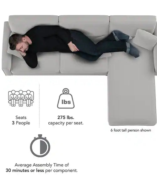Celio Modern Suede Sectional Sofa