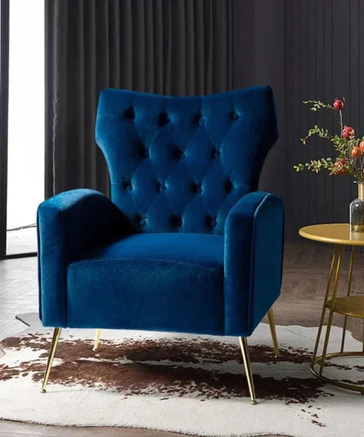 Jacky Chesterfield Chair in Suede - Oak Inside