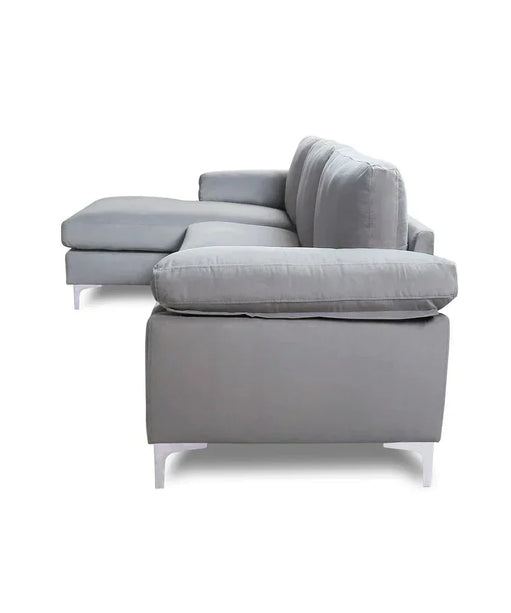 Inox Modern Suede Sectional Sofa - Oak Inside