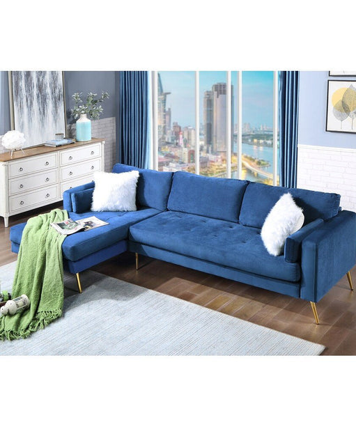 Volly High Back Couch Mid-century Suede SS Legs Chaise Sofa - Oak Inside