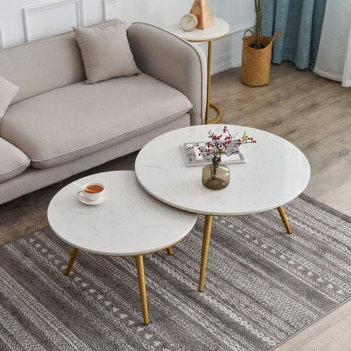 Unicorn Golden Nesting Table Set of Two - Center Table - Oak Inside