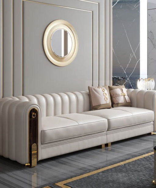 Nextra Premium Modern Sofa Set in Off White Leatherette