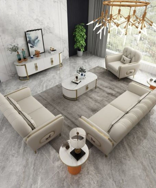 Asian Premium Straight Line Chesterfield Sofa Set in Leatherette