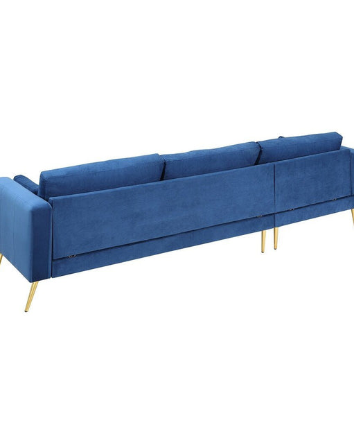 Volly High Back Couch Mid-century Suede SS Legs Chaise Sofa - Oak Inside