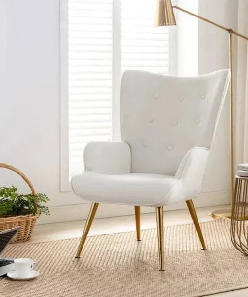 Kitty Button-Tufted Wingback Chair - Oak Inside