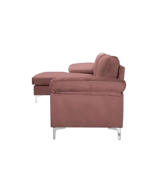 Inox Modern Suede Sectional Sofa - Oak Inside