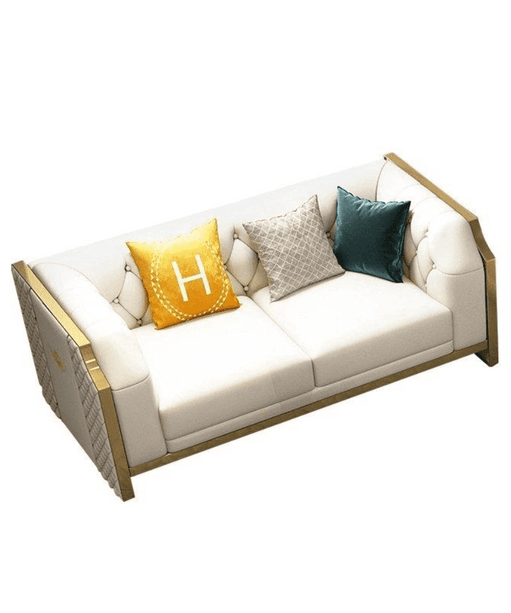 Bentley Luxury Chesterfield Sofa Set In Off White - Oak Inside
