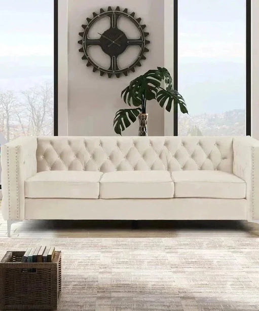 Livup Chesterfield Sofa Set - Oak Inside