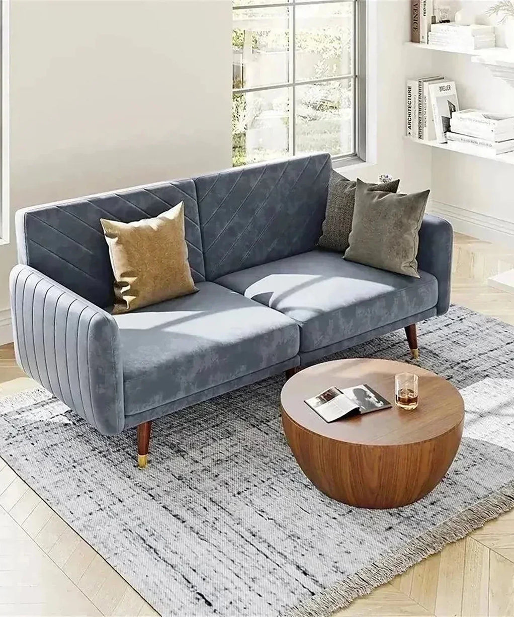 Hexa Luxury Mid-Century Sofa In Suede