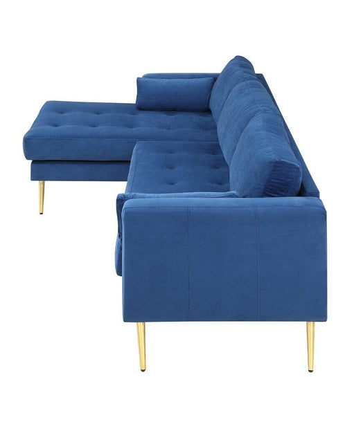 Volly High Back Couch Mid-century Suede SS Legs Chaise Sofa - Oak Inside