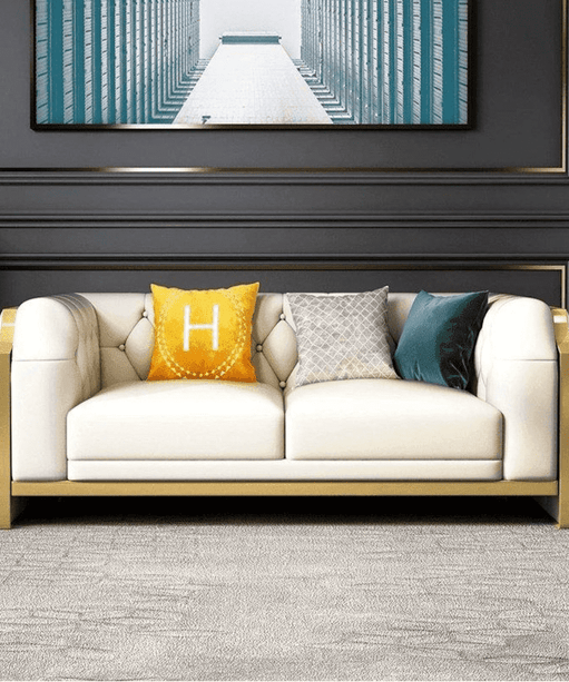 Bentley Luxury Chesterfield Sofa Set In Off White - Oak Inside
