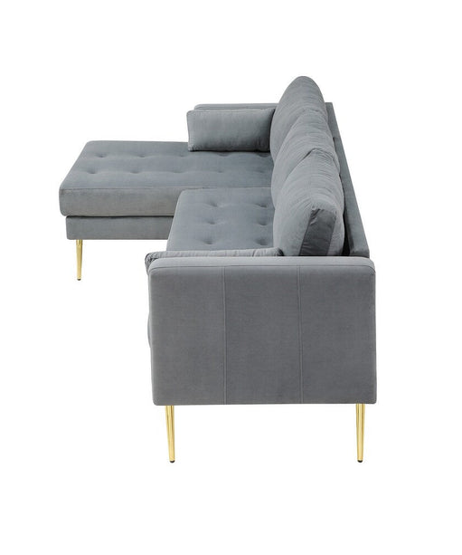 Volly High Back Couch Mid-century Suede SS Legs Chaise Sofa - Oak Inside