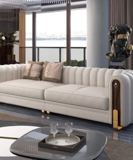 Nextra Premium Modern Sofa Set in Off White Leatherette