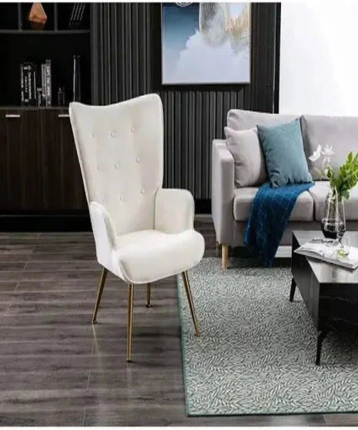 Kitty Button-Tufted Wingback Chair - Oak Inside