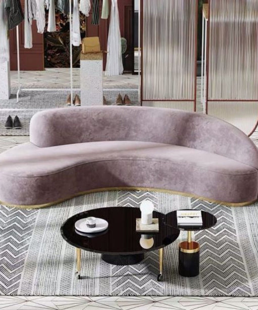 Pacific Luxury Modern Velvet Upholstered Curved Sofa