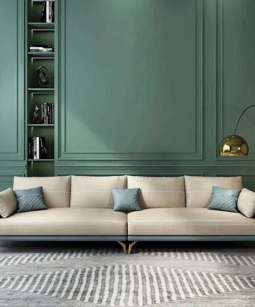 Mono Luxury Modern Suede Sofa Sets In Leatherette - Oak Inside
