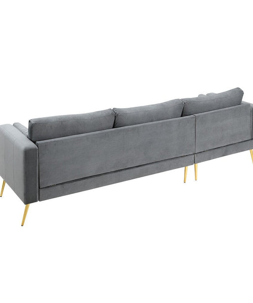 Volly High Back Couch Mid-century Suede SS Legs Chaise Sofa - Oak Inside