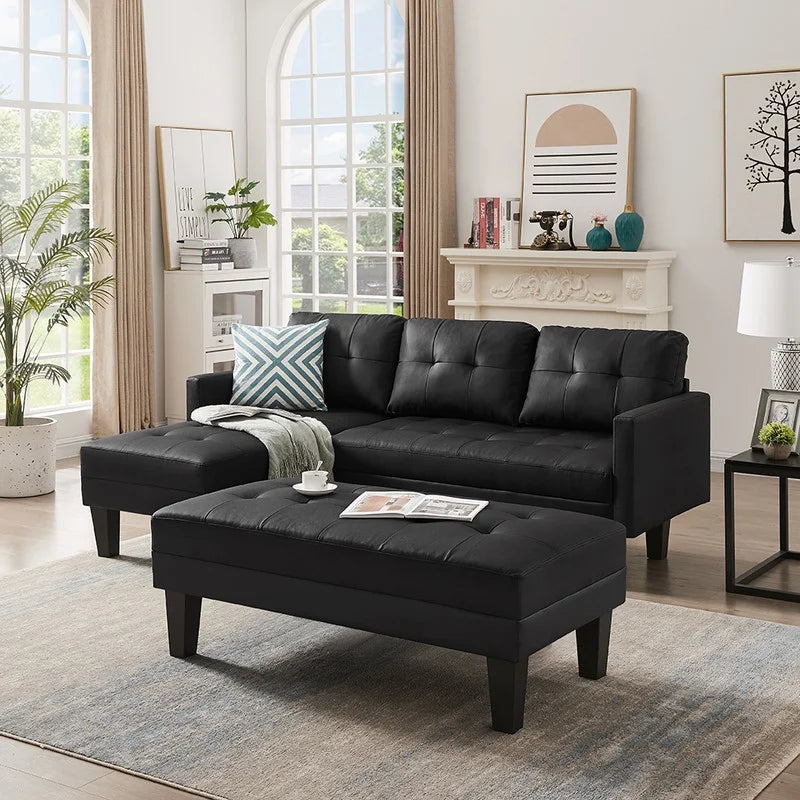 Practo Modern Suede Sofa Set in Suede With Setty - Oak Inside