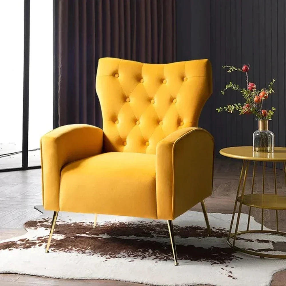 Jacky Chesterfield Chair in Suede - Oak Inside