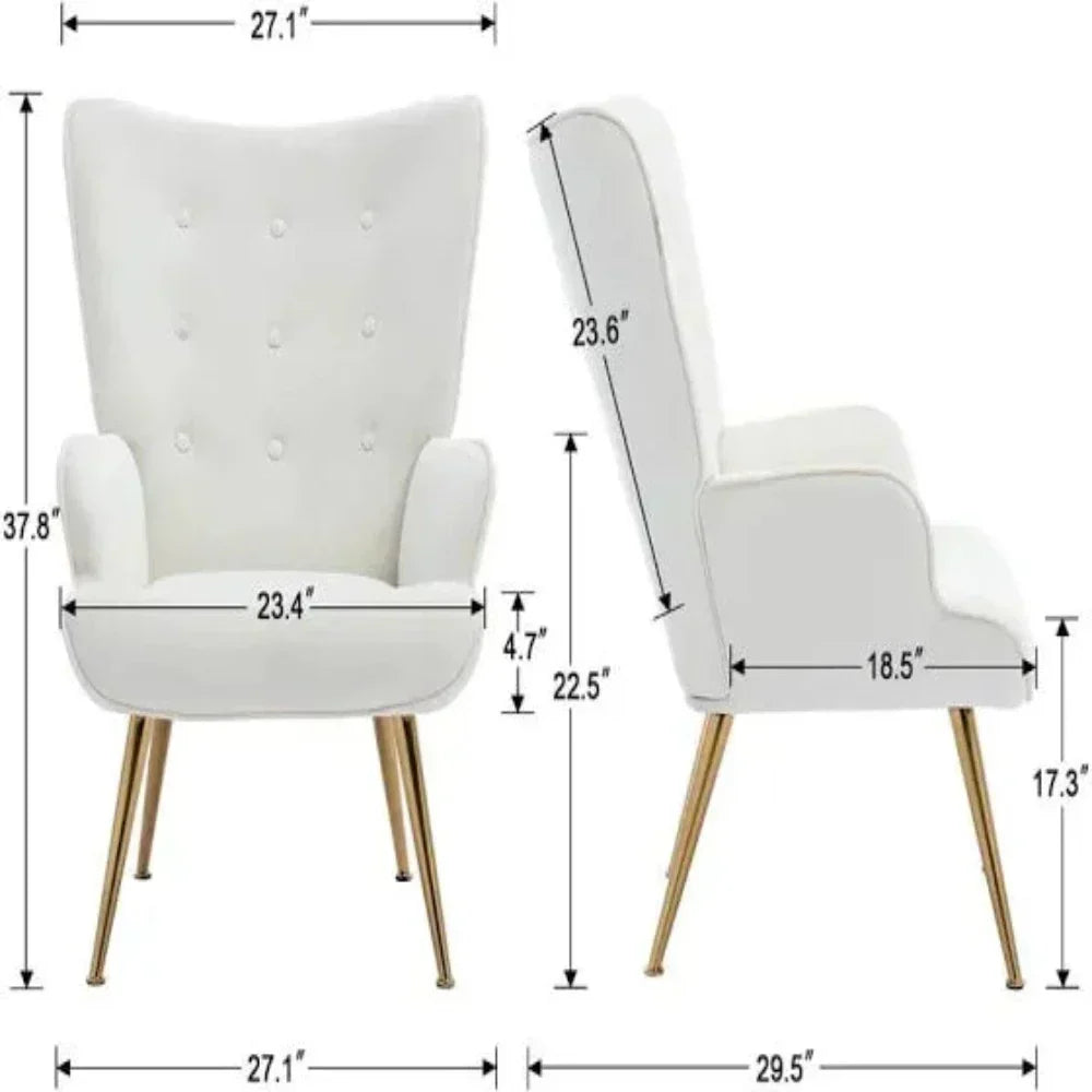 Kitty Button-Tufted Wingback Chair - Oak Inside