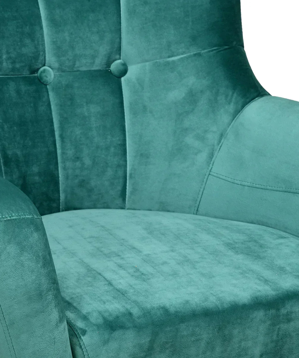 Nano Button-Tufted Wingback Chair In Green