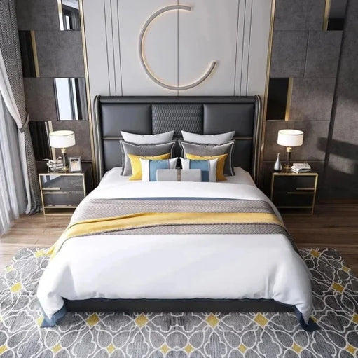 France Luxury Upholstered Bed in Leatherette