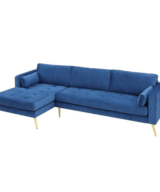 Volly High Back Couch Mid-century Suede SS Legs Chaise Sofa - Oak Inside