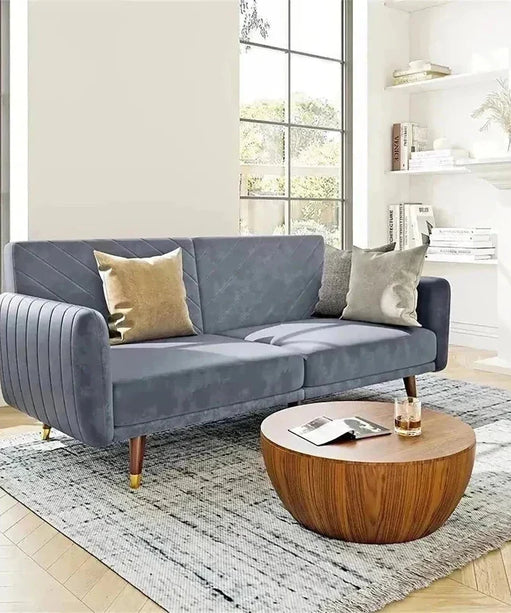 Hexa Luxury Mid-Century Sofa In Suede