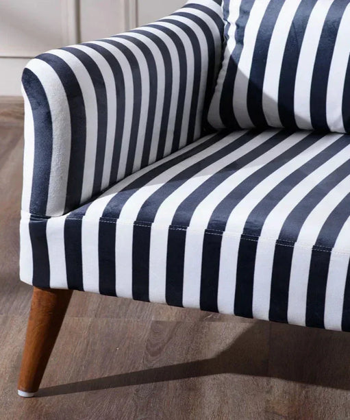 Zebra Wingback Chair With Ottoman - Oak Inside
