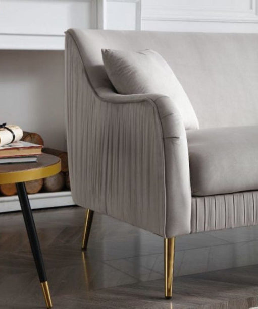 Tesla Straight Line Sofa Set in Grey - Oak Inside