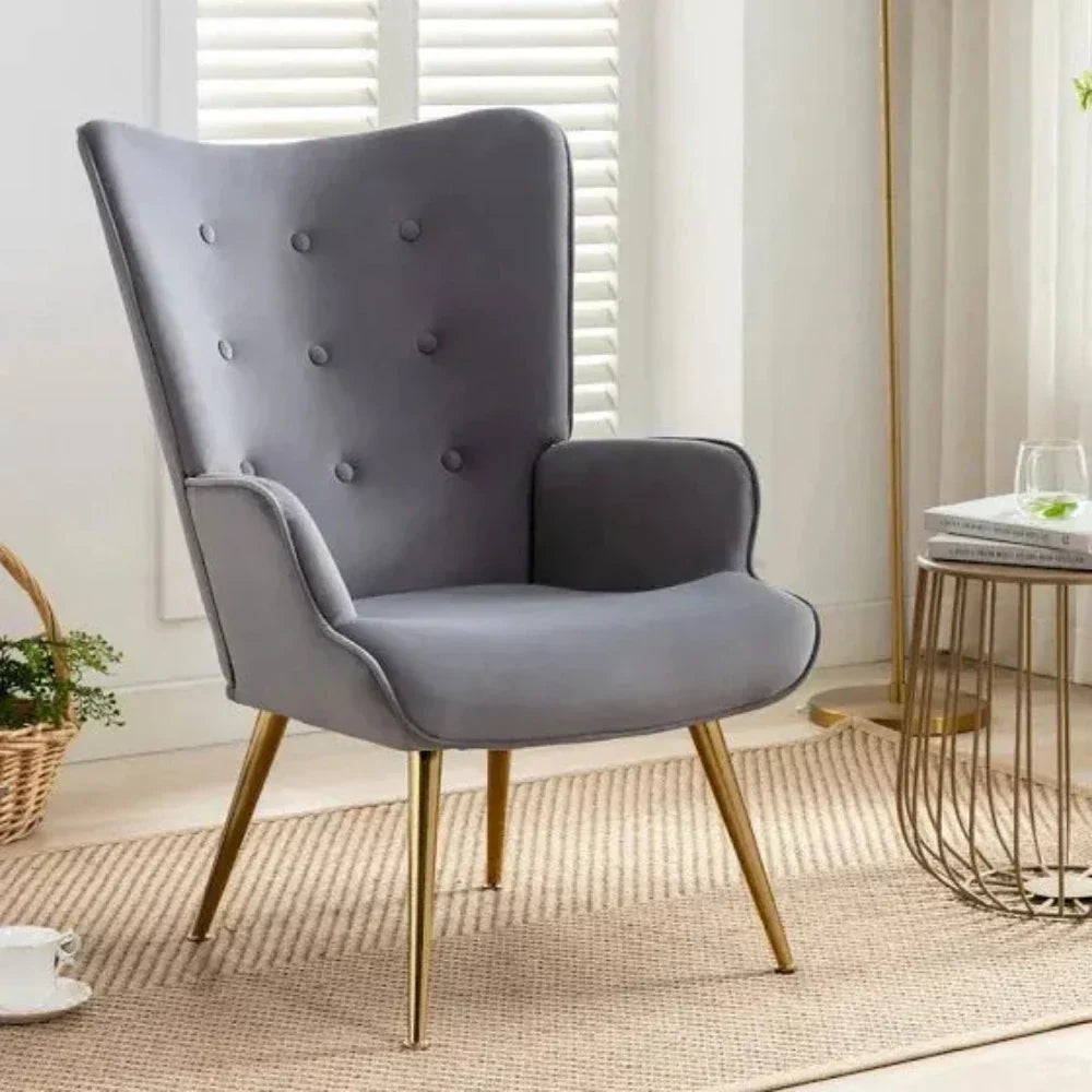 Kitty Button-Tufted Wingback Chair - Oak Inside