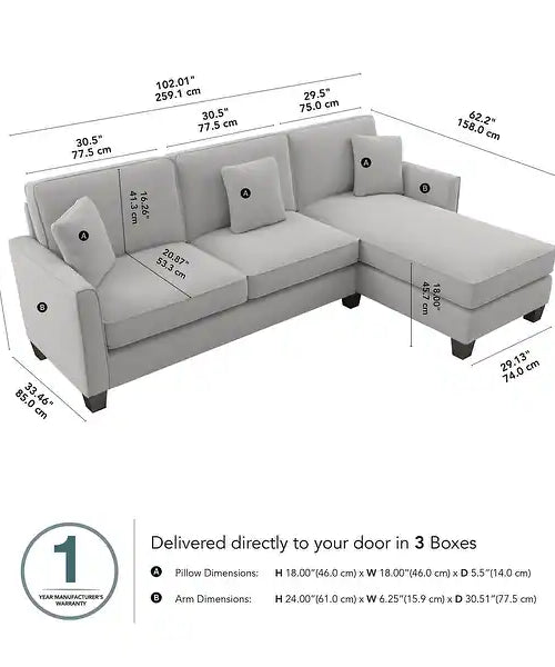 Celio Modern Suede Sectional Sofa