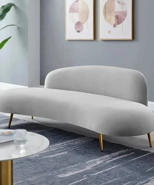 Donald Luxury Modern Suede Sofa Set in Grey (Living Room Combo) - Oak Inside