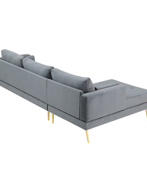 Volly High Back Couch Mid-century Suede SS Legs Chaise Sofa - Oak Inside