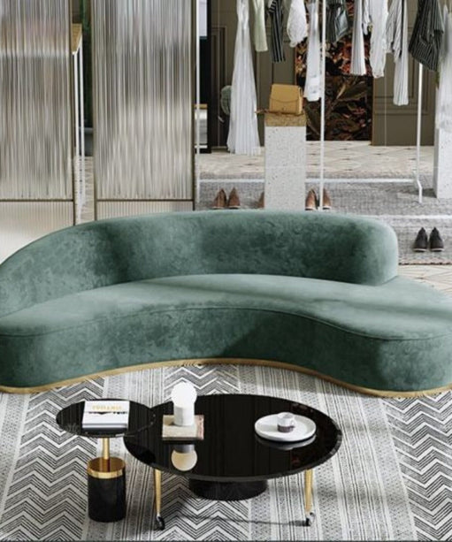 Pacific Luxury Modern Velvet Upholstered Curved Sofa